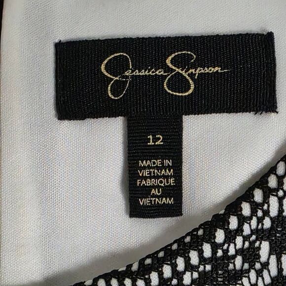 Jessica Simpson 12 Black White Lace Sheath Dress - Picture 8 of 10